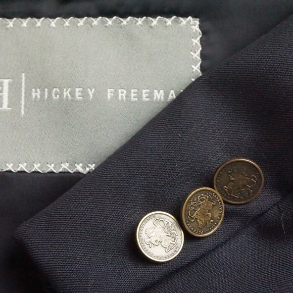 Hickey Freeman Madison Cashmere Blend Navy Blue Sport Coat Blazer Sz 42R